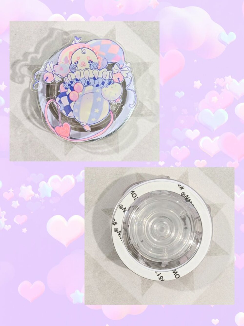2.5" Pastel Pierrot Clown Magnetic Ring Phone Grip Stand Kawaii Harlequin Jester